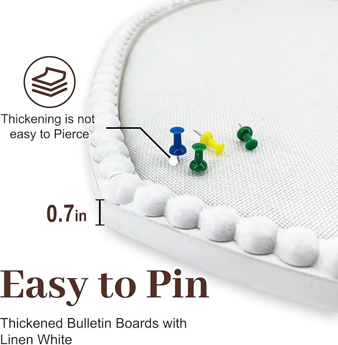 Large Heart Cork Bulletin Board with Linen, 24x19 Inch White Wood Frame Cute Picture Pin Board, Decorative Vision Board for Home Office, Study, Bedroom and Dormitory-DeskLoop Office