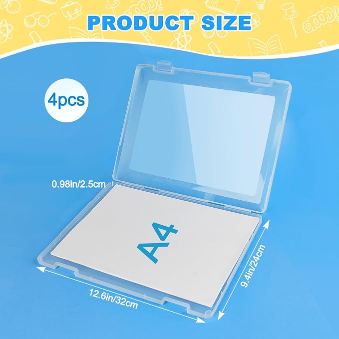 4 Pack A4 File Box Paper Organizers Holder, Transparent Document Paper Project - Image 2