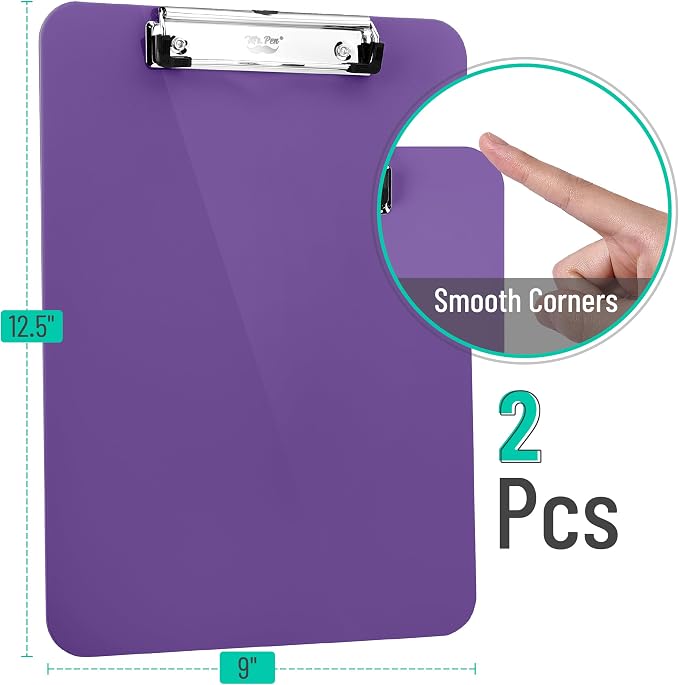 Mr. Pen- Plastic Clipboard, 12.5" x 9", 2 Pack, Clipboard Plastic | Low-Profile - Image 2
