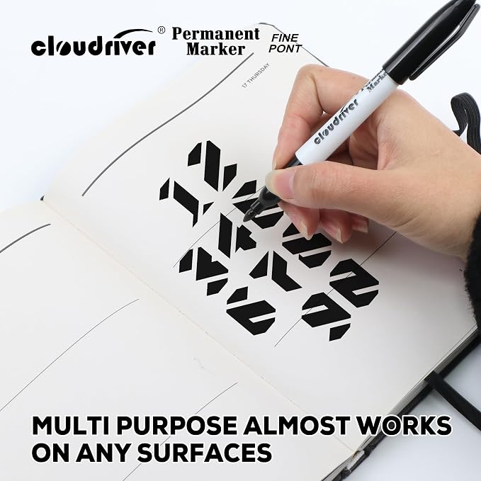 cloudriver Black Permanent Markers Fine Tip, 60 Packs Permanent Markers Bulk - Image 4