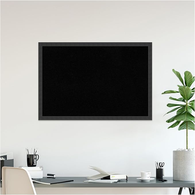 Amanti Art Black Cork Board for Wall, 26x38 Vision Board with Black Wood Frame, Large Corkboard Office Decor for Home Organization, Modern Contemporary Corkboard Pinboard to display items for home-DeskLoop Office