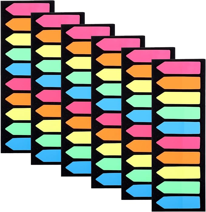 1200Pcs Sticky Tabs, Fluorescent Translucent Stickys Note Flags Page Markers by Unknown