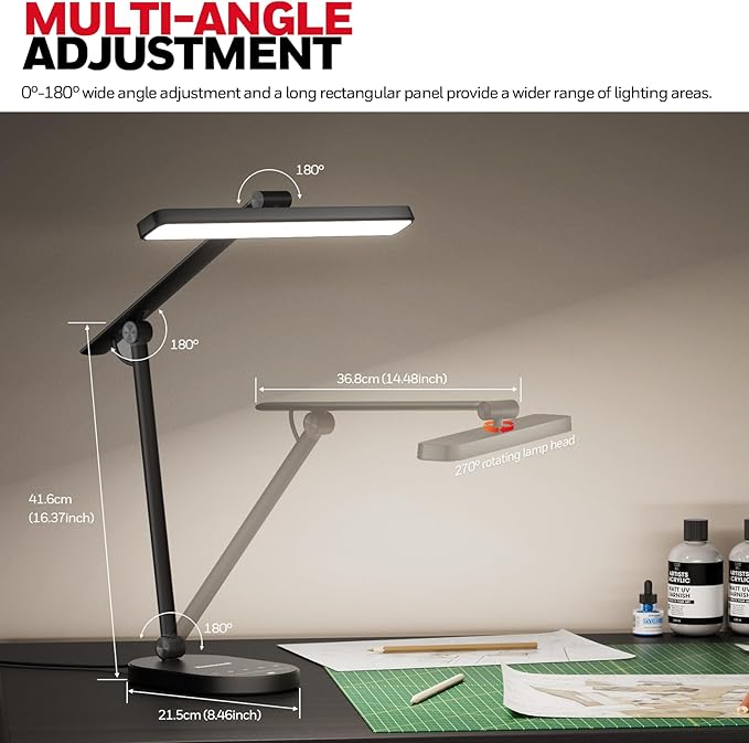 Honeywell Desk Lamp for Home Office, H4 Sunturalux™ Eye-Caring LED Desk Light, 700LM Dimmable Desk Lamp with Timer, Adjustable Desk Reading Light, Touch Auto Dimming Table Lamp for Study, Bedroom-DeskLoop Office