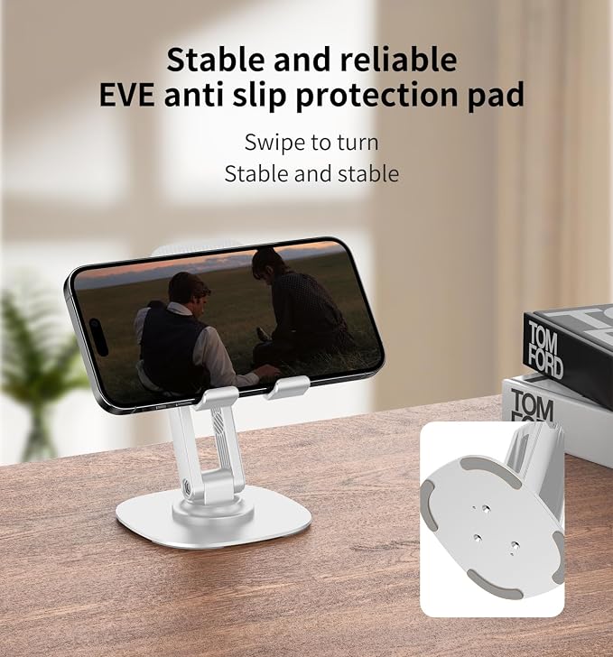 360° Rotating Cell Phone Stand for Desk, Adjustable & Foldable Phone Holder - Image 3