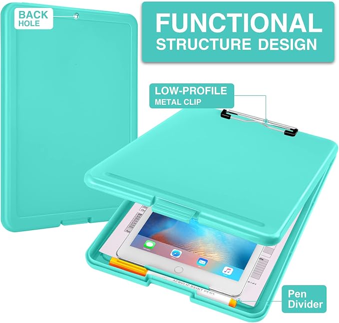 Sooez Clipboard with Storage, Plastic Storage Clipboards with Low Profile Clip - Image 3