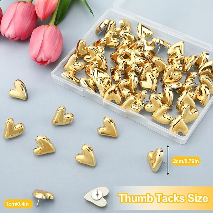 JANYUN 60 Pcs Heart Push Pins Thumb Tacks - Image 4