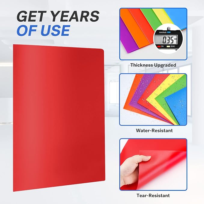 Sooez 3-Pack 2-Pocket Heavy Duty Plastic Folders - Image 3