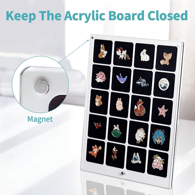 HIIMIEI Acrylic Pin Display Board, 9x11 Enamel Pin Display Frame, Dustproof - Image 3