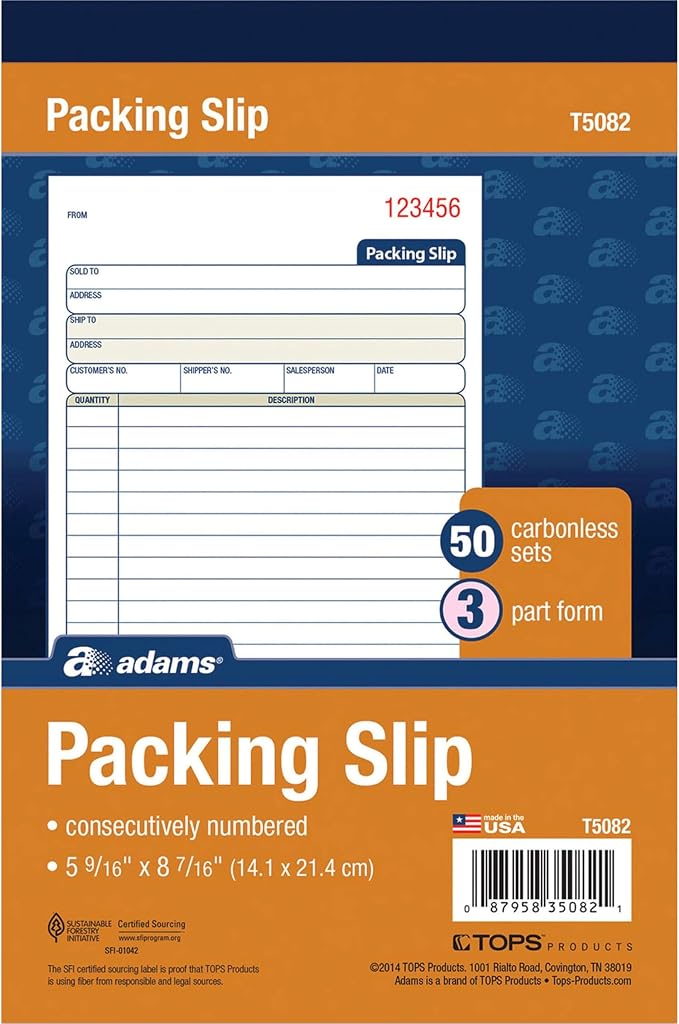 Adams Packing Slip Book, Carbonless, 5-9/16 x 7-5/16 Inches, 50 Sets per Pad - Image 2