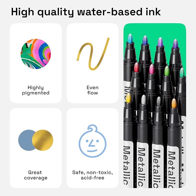 ARTISTRO 12 Metallic Paint Pens - Image 5