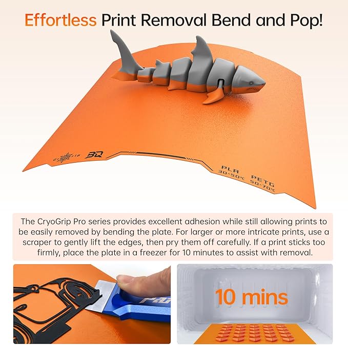 BIQU Cryogrip Pro Frostbite Matte Orange Cold Build Plate - Image 5