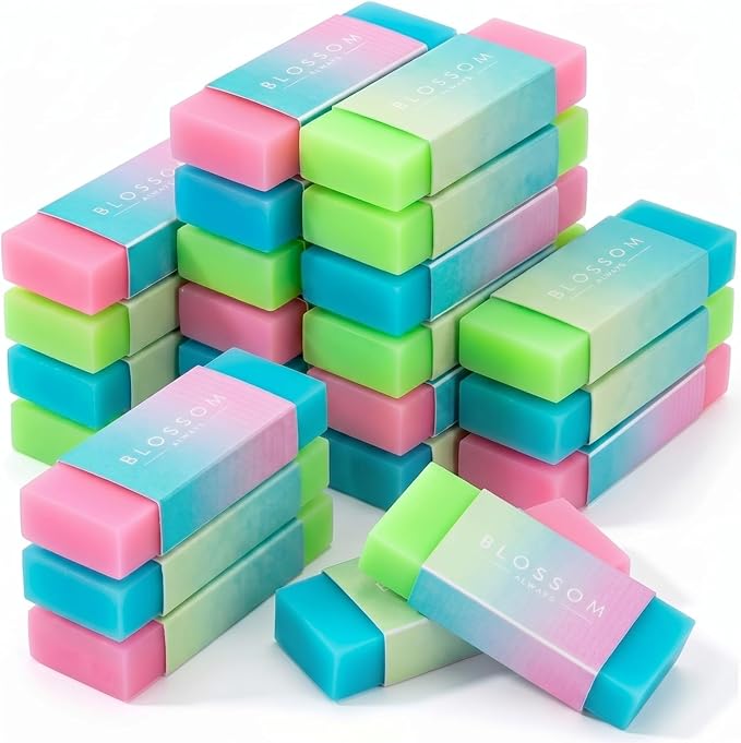 Gersoniel 24 Pcs Cute Jelly Pencil Erasers Bulk Back to School Supplies Soft by Gersoniel
