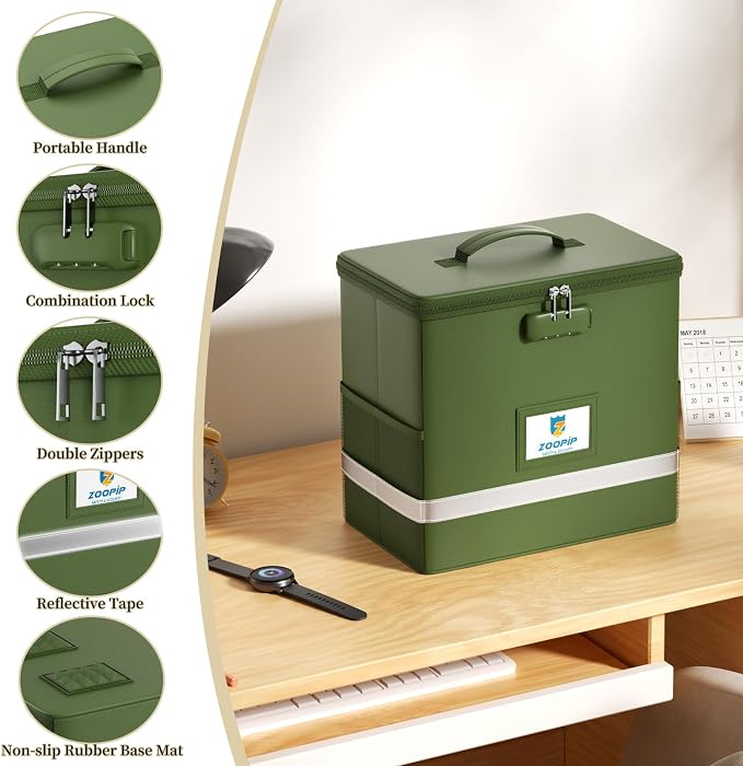 Fireproof File Box with Lock, Document Box Storage Organizer, Suitable - Image 6