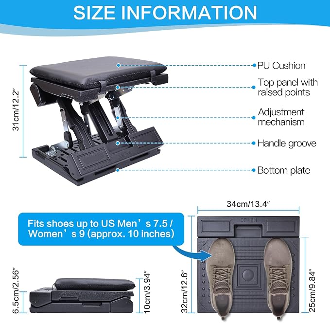 Scalebeard Foot Rest for Under Desk at Work, Height Adjustable Infinite Angle - Image 6