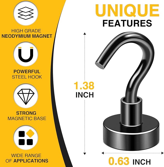 DIYMAG Magnetic Hooks, 30lbs+ Magnet Hook 2026 Cruise Cabin Ship Essentials - Image 4