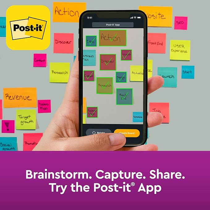 Post-it Super Sticky Notes, 15 Pads, 2X The Sticking Power, Supernova Neons - Image 6