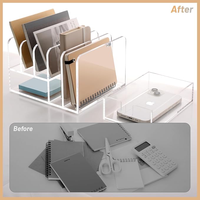 SANRUI Desk Organizers and Accessories, Acrylic Mail Organizer Countertop - Image 6