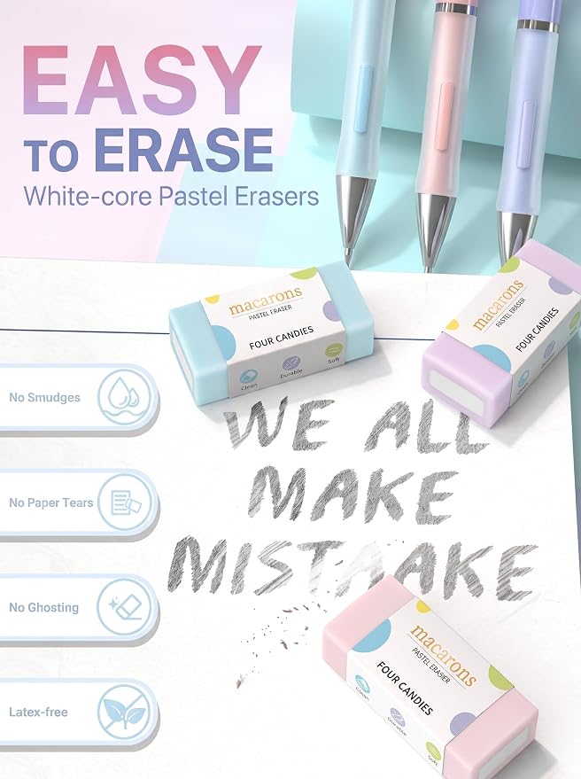 Four Candies Cute Pastel Mechanical Pencil Set, 3 Pack | 360 Lead Refills - Image 7