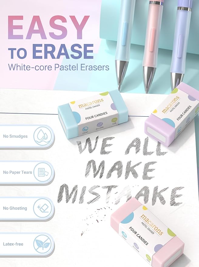 Four Candies Cute Pastel Mechanical Pencil Set, 3 Pack | 360 Lead Refills - Image 7