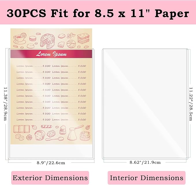 AKONEGE 30PCS 8.5" x 11" Rigid Print Protectors, Hard Plastic Sleeves - Image 2