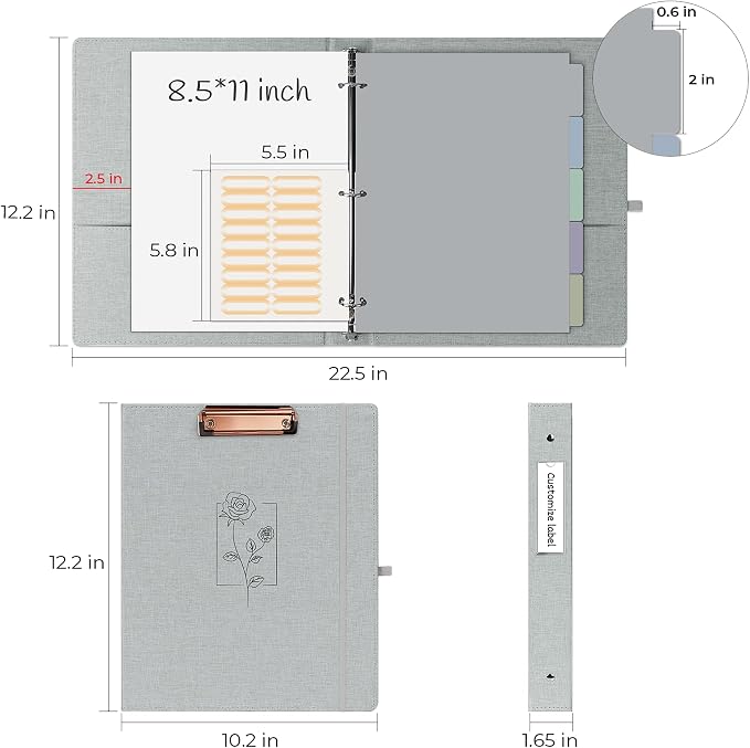 EYROZILL 3 Ring Binder, 1 Inch Linen Binder Organizer - Image 5