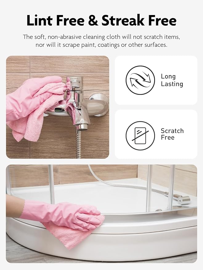 Fantasticlean Microfiber Cleaning Cloth Roll -40 Pack, Tear Away Microfiber Towels, 12" x 12", Reusable, Washable, Scratch Free, Ultra Absorbent Dish Rags for Car, Home, Garage or Shop (Pink)-DeskLoop Office