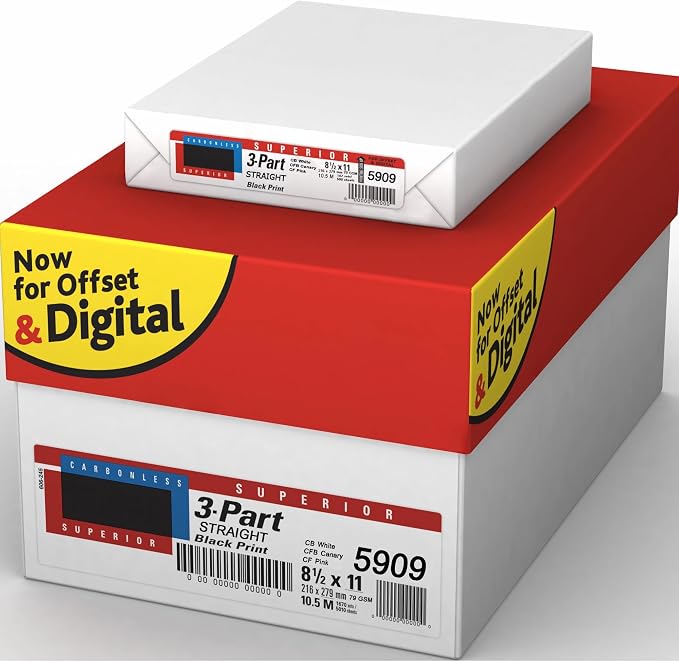 Superior 8.5 x 11 Carbonless Paper, 3 Part Straight, 1340 Sets by PSDUnderwear