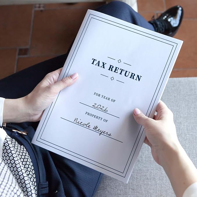 Professional Navy Border Tax Return Folders / 25 Sleek Blue and White 2 Pocket - Image 4