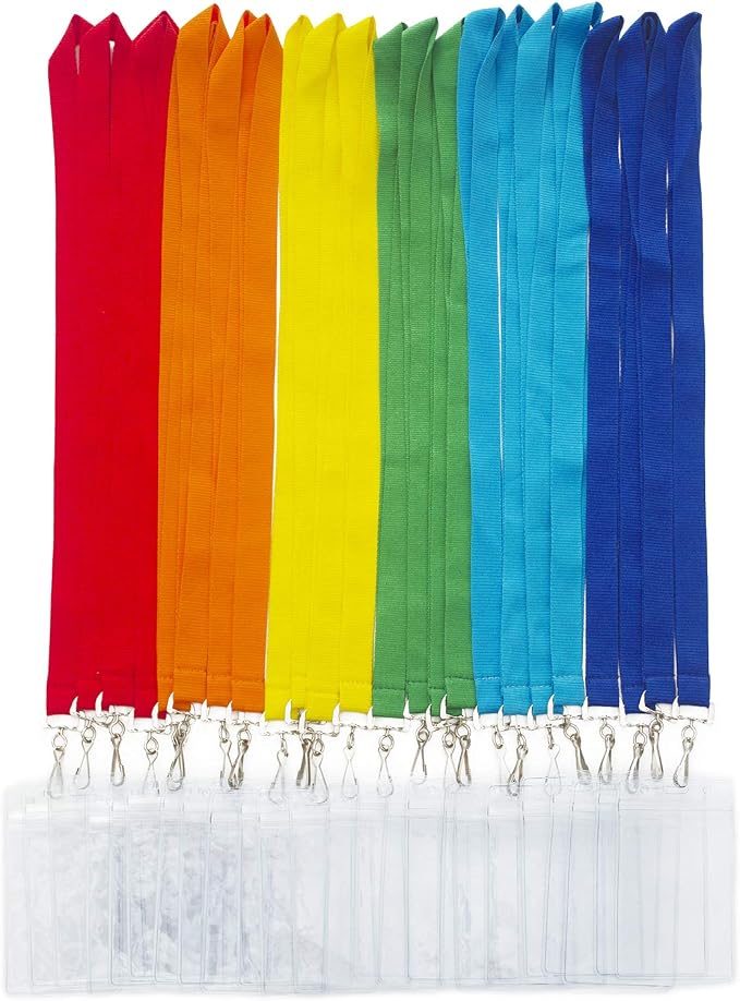 24 Pack Cruise Lanyard with Waterproof ID Card Holder, Colorful Durable Lanyard by YOYOGO