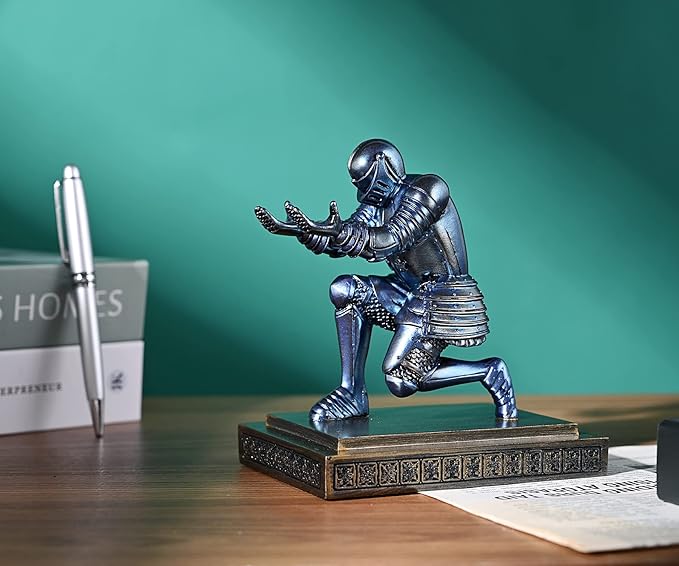 Knight Pen Holder Pen Stand Desk Organizers and Accessories Resin Pencil Holder as Gift with a Fancy Pen for Office and Home Desk Organizer (Blue)-DeskLoop Office