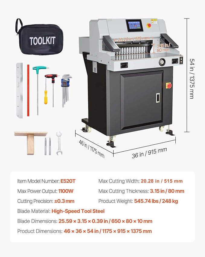 VEVOR Electric Paper Cutter, 1100W Heavy Duty Paper Cutter Machine - Image 7