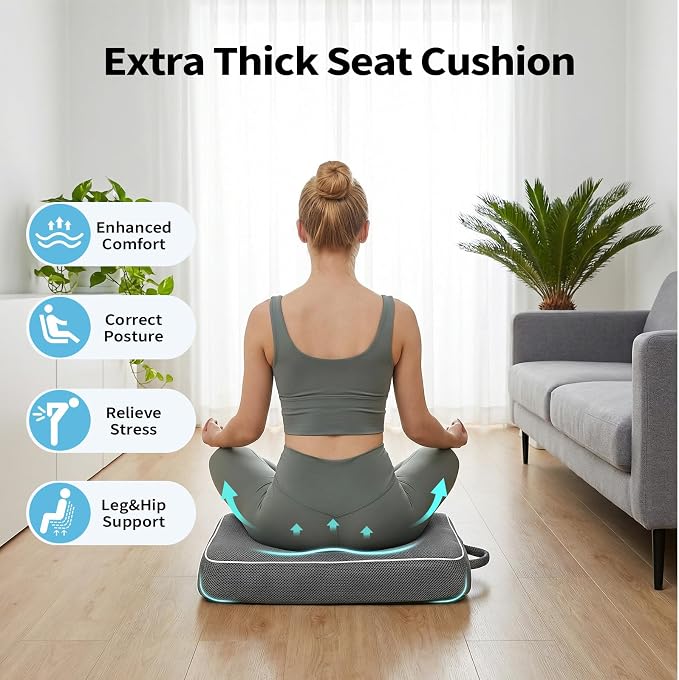 Large Memory Foam Seat Cushion, Non-Slip Cover Chair Pad - Image 3