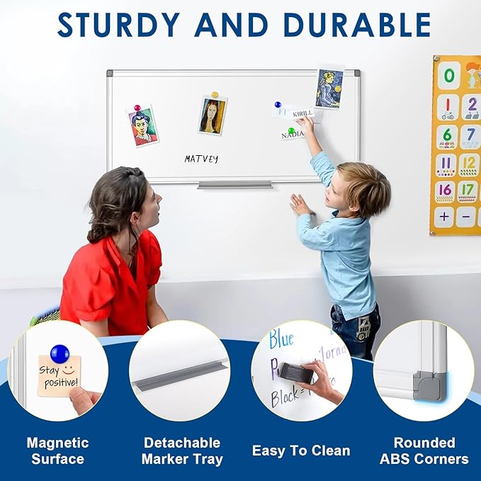 36" x 12" Magnetic White Board, Long Whiteboard Wall Hanging Vertical Board, to-do List Narrow Mini Small Portable Dry Erase Board for Walls-DeskLoop Office