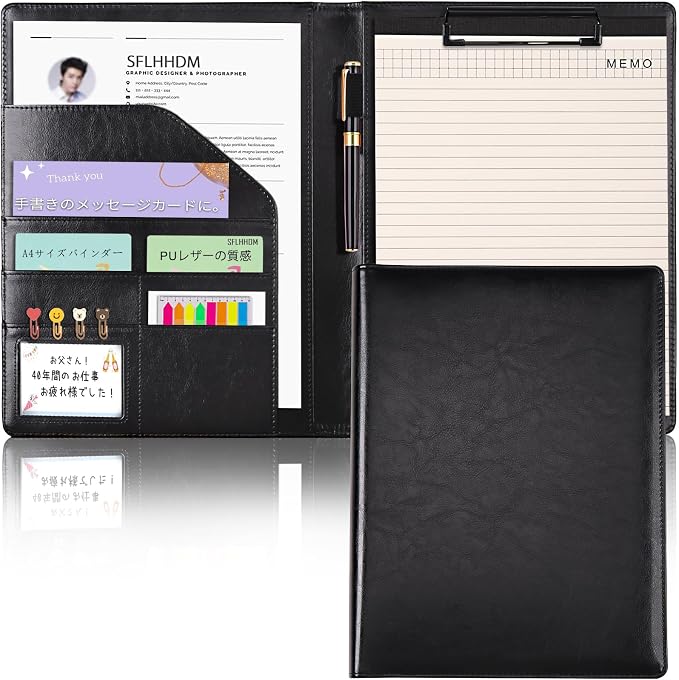 Padfolio Clipboard Folder Portfolio, Faux Leather Storage Clipboard by HOME