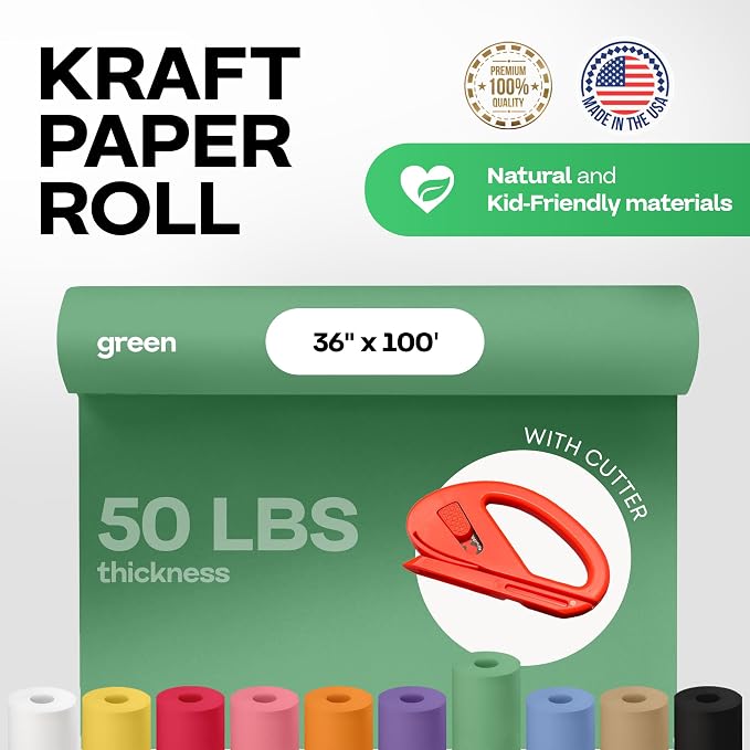 Christmas Green Kraft Paper Roll 36" x 1200" - Image 2