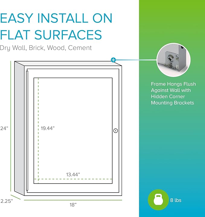Ghent 24" x 36" 1-Door indoor Enclosed Recycled Rubber Bulletin Board, Shatter Resistant, with Lock, Satin Aluminum Frame,Confetti (PA121 1/2TR-CF),Made in the USA-DeskLoop Office
