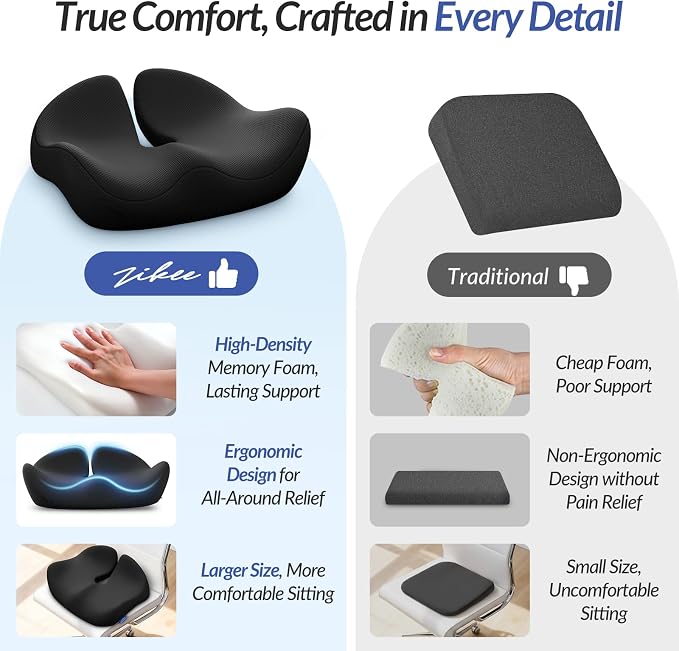 ZIKEE Pioneering Seat Cushion for Pressure Relief, Ergonomic Office Chair - Image 5