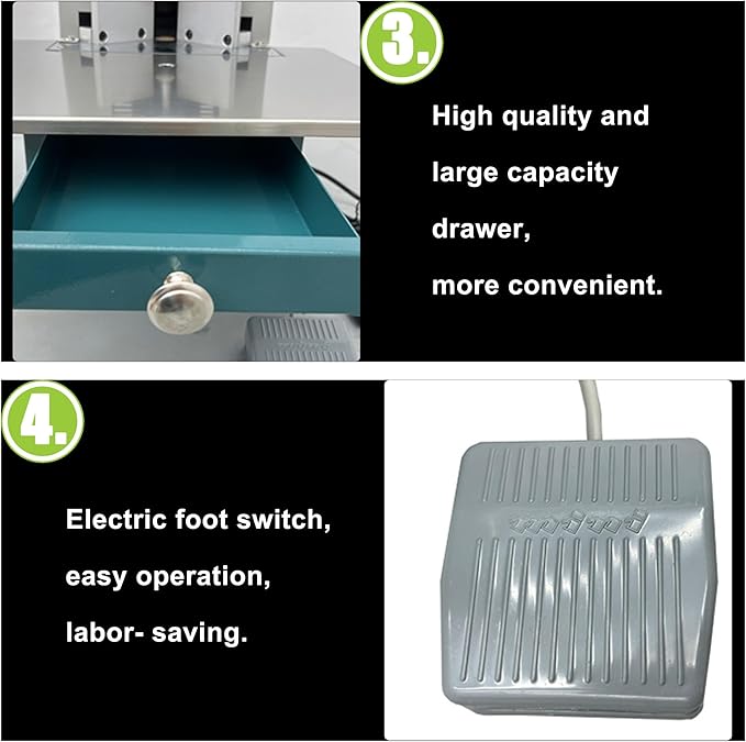 Electric Corner Rounder Desktop Paper Corner Rounding Cutter with Paper Drawer Foot Pedal Switch Semi-Automatic Book Fillet Cutter Machine Cutting Angle R3-R10 7PCS Cutting Dies 110V-DeskLoop Office