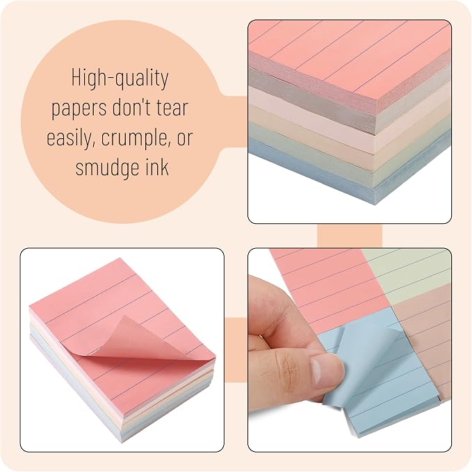 Mr. Pen- Small Lined Sticky Notes, 1.5" x 2", 6 Pads, 60 Sheets/Pad | Vintage - Image 4
