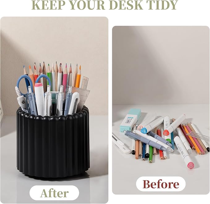 Anyoifax 360° Rotating Pen Holder 7 Slots Desk Organizer Removable Pencil Cup - Image 4