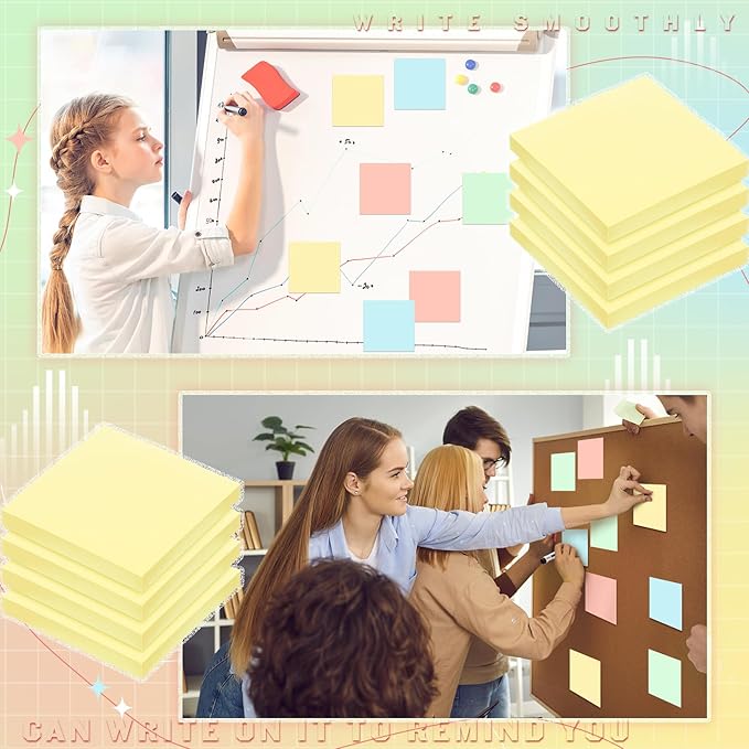 Thenshop 24 Sets Full Adhesive Sticky Notes 3x3 Inches Sticky Notes Adhesive Memo Self-Stick Pads Back to School Supplies Easy to Post for Teacher Coworkers Office 80 Sheets/pad(Yellow,Unlined)-DeskLoop Office