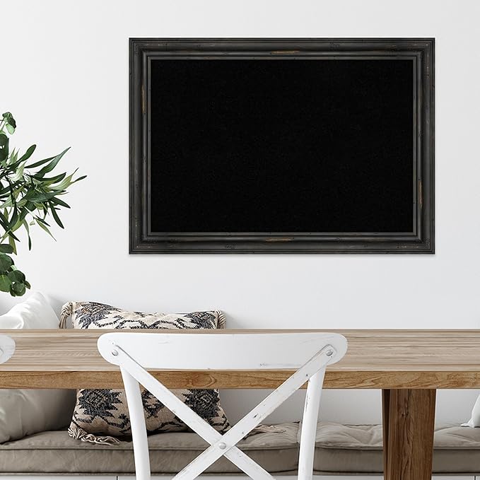 Amanti Art Black Cork Board for Wall, 19x27 Vision Board with Black Wood Frame, Medium Corkboard Office Decor for Home Organization, Country Rustic Corkboard Pinboard to Display Items for Home-DeskLoop Office