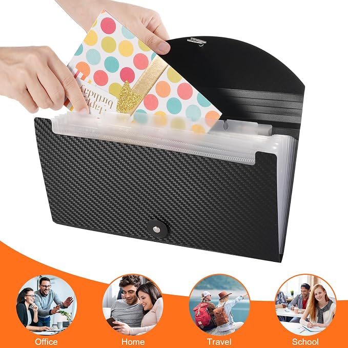 Accordion File Folder with Tabs and Elastic Closure, 13 Pocket File Organizer - Image 2