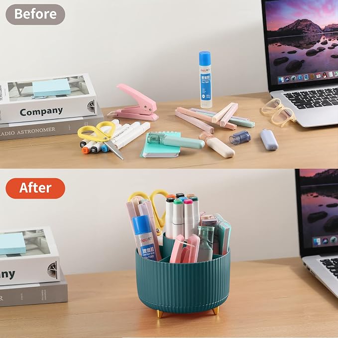 Desk Pencil Pen Holder, 5 Slots 360°Degree Rotating Pen Organizers - Image 4