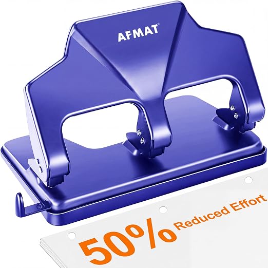 AFMAT 3 Hole Punch Heavy Duty, 40-Sheet Three Hole Punch, 50% Reduced Effort by AFMAT