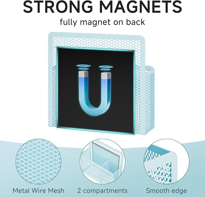 Marbrasse Magnetic Dry Erase Marker Holder, Mesh Pen Holder - Image 2