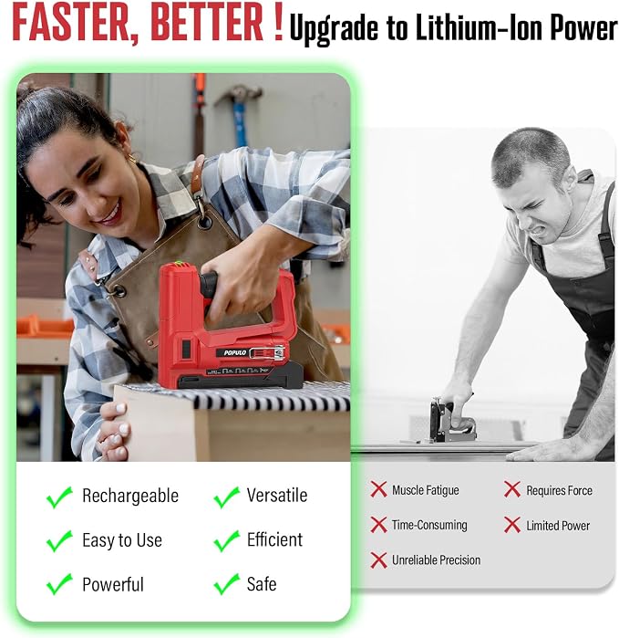 POPULO Electric Staple Gun 4 in 1 Cordless Stapler, 4V Rechargeable Band Nailer - Image 5
