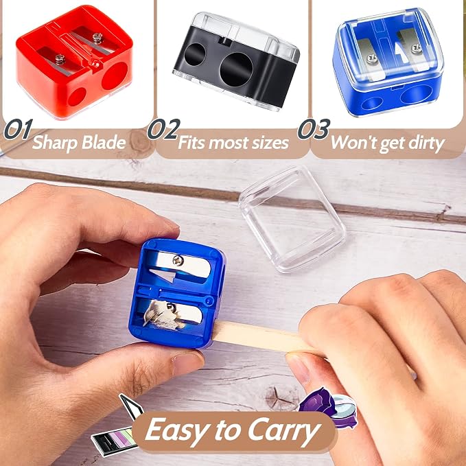 Chuangdi 5 Pack Makeup Pencil Sharpener, Dual Hole Cosmetic Pencil Sharpener - Image 3