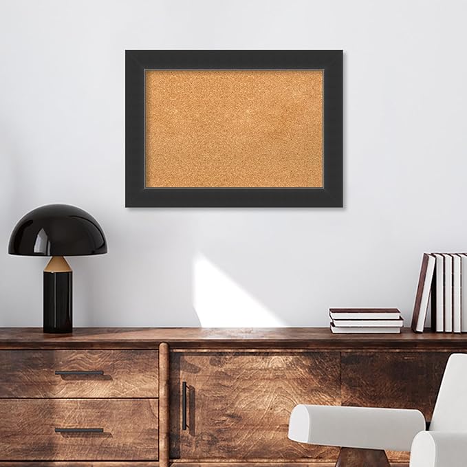 Amanti Art Natural Cork Board for Wall, 21x29 Vision Board with Black Wood Frame, Medium Corkboard Office Decor for Home Organization, Modern Corkboard Pinboard to Display Items for Home Organization-DeskLoop Office
