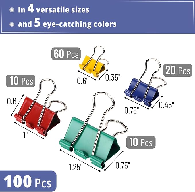 Mr. Pen- Metal Binder Clips, Bulk Paper Clamps - Image 2